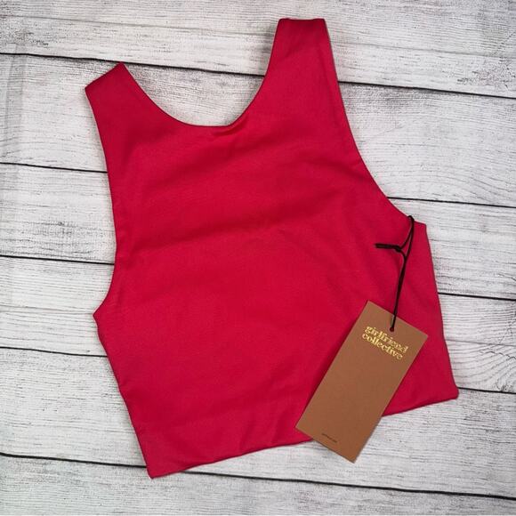 GIRLFRIEND COLLECTIVE NWT Dylan Workout Bra in Coral Red Size XXS Crop Top - Picture 4 of 7